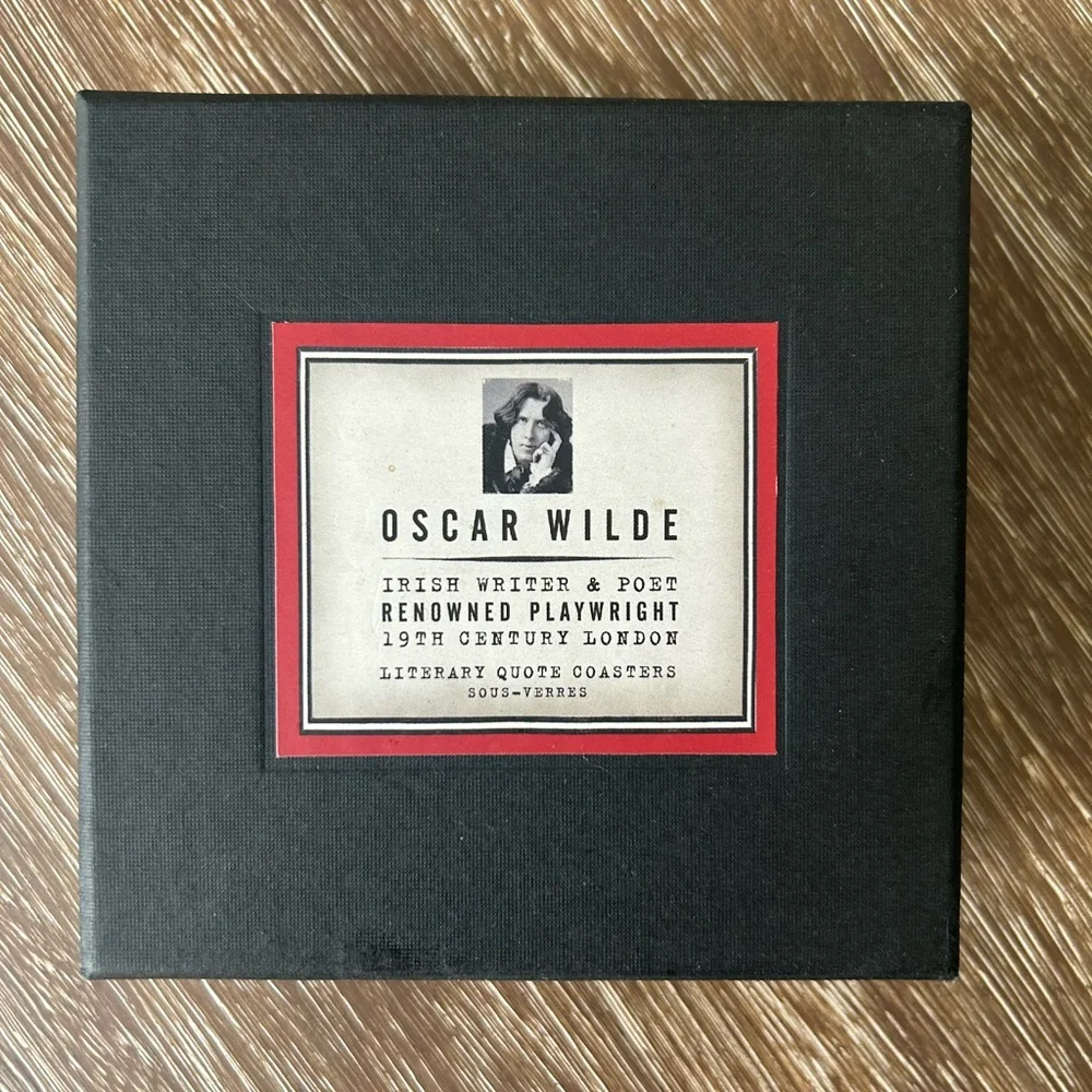RESTORATION HARDWARE Set of 4 Oscar Wilde Coasters with Box Set